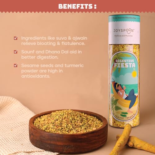 Image of JoySpoon Digestive Fiesta & Relief Munch Mukhwas Combo | Supari Free | Seed Mix Mukhwas | Traditional Indian After-Meal Digestive Snack | No Artificial Colors or Preservatives | Pack of 2 x 100g