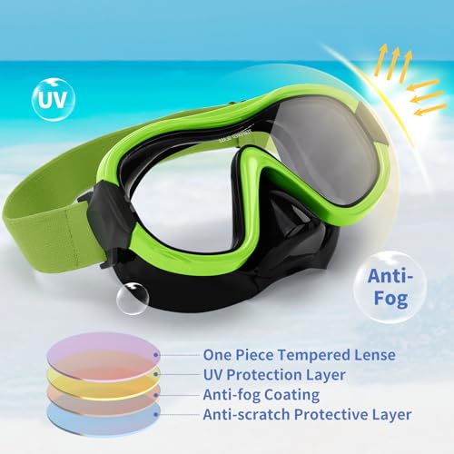 Image of Diving Mask , Professional Anti-Fog Snorkel Goggles, Anti-Leak Swim Mask with Soft Adjustable Strap & Mesh Bag, Earplug