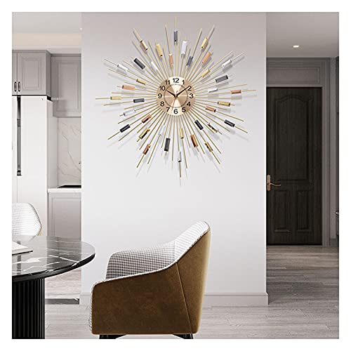 Grande horloge murale en métal 3D silencieuse pour décoration de salon moderne 76cm