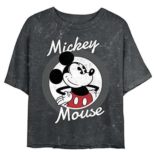 Disney Characters Mickey Mouse 28 Women's Mineral Wash Short Sleeve Crop Tee
