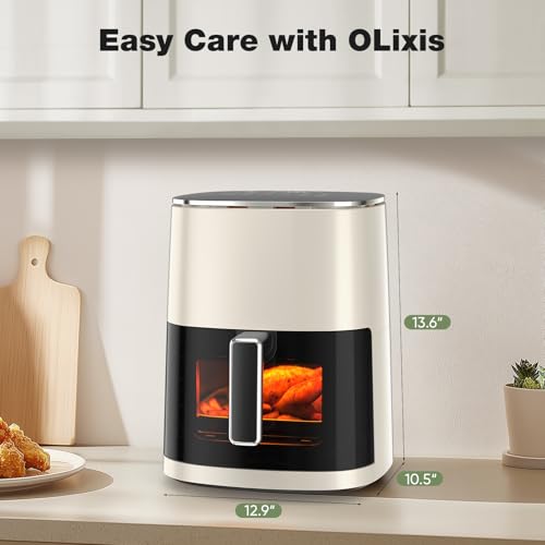 Image of Sweetcrispy 6QT Air Fryer with Window, Square Airfryer Oven 12-in-1 for Family, 400F Rapid Air Crispy Technology, Roast Bake Dehydrate, Nonstick & Easy-Clean Basket, White
