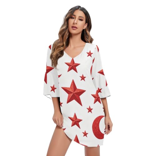 Robe aérée en mousseline rouge pailleté idéale pour vos soirées d'été