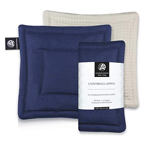 Leander Design® 2er Set Universallappen 20x20cm - aus Baumwolle in Premiumqualität - Handgearbeitet - umweltfreundliche Spültücher - waschbare Tücher - für alle Oberflächen Cover
