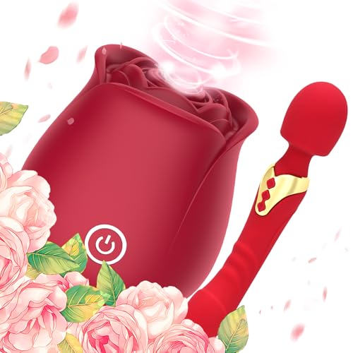 Image of Rose Toy + Wand Massager Set, Rechargeable Silicone Personal Massagers for Women, Discreet Storage, Gift-Ready Wellness Duo