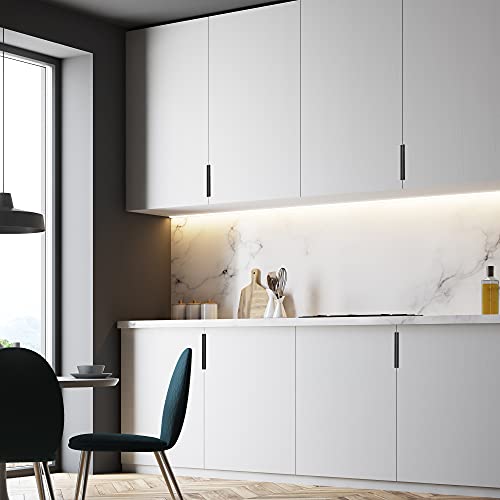 Kitmose 10 Pack Back Mount Finger Edge Pull 7.87 Inch Hidden Concealed Cabinet Knobs Modern Furniture Drawer Handles For Home Kitchen Garage Door Wardrobes (Black, 200Mm) #TOP2