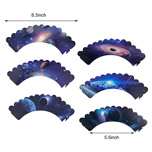 49Pcs Solar System Cake Toppers Sets With 1Pc Planet Happy Birthday Cake Topper, 24Pcs Space Cupcake Toppers Picks And 24Pcs Galaxy Cupcake Wrappers Decor For Space Astronaut Theme Party Supply #TOP2