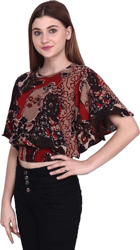 Image of POPWINGS Women's Crepe Top | Full Sleeve and Dot Printed Casual Top for Women