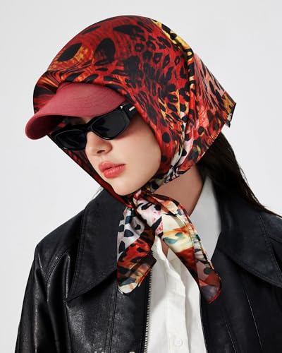 AWAYTR 27.5” Square Satin Head Scarf Hair Scarf for Women's Hair Silk Bandana for Women Silk Head Wrap for Sleeping4