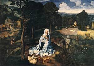 Peinture à l'huile Rest During The Flight to Egypt Joachim Patenier cadeau art unique 20x24