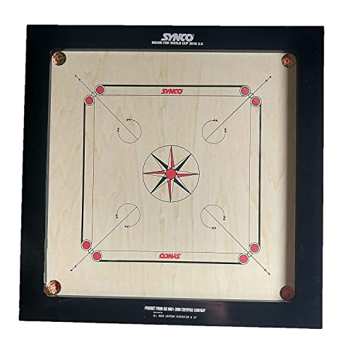 Image of Synco Tournament Full Size Carrom Board with Wooden Coins and Professional Striker 15g (Winit 8mm)