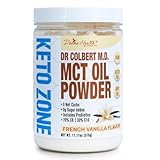 Keto Zone MCT Oil Powder | All Natural Vanilla Flavor | 300 Grams & 30 Day Supply | Recommended in Dr. Colbert's Keto Zone Diet | Ketogenic Creamer | Best MCT Powder | 75% C8 25% C10 | 0 Net Carbs