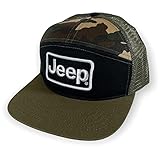 Jeep Premium 7 Panel Flatbill Snapback Patch Dad Hat for Men Baseball Cap Polo Hats (Black/Camo, OneSize)