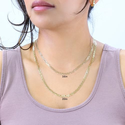Nuragold 10k Real Yellow Gold Solid Mariner 4mm Chain Anchor Link Necklace (16"-30") Italian Jewelry for Men & Women3