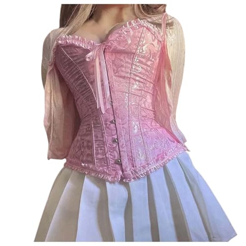 Damen-Korsett, Halloween, trägerlos, Korsett, BH, Shapewear für Hochzeitskleid, elegante Retro-Unterwäsche, rose, XXL