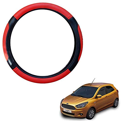 Image of Highly Quality Red and Black Car Steering Cover for Hyundai i10