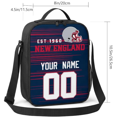 Image of New England Lunch Bag Custom Name and Number Personalized Gifts | Custom Personalized Lunch Box for Men Women