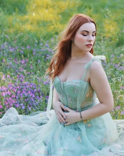 Fivsole Long Flower Embroidery Tulle Prom Dress for Teens 2025 Formal Evening Party Floral Gowns2