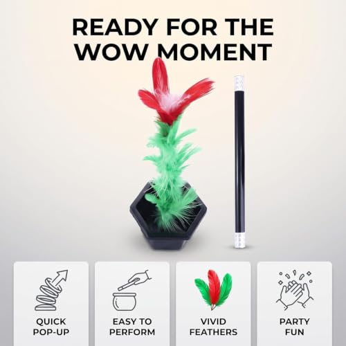 Image of JJLFresheners Black Magic Wand Set: Magic Wand & Flower, Unisex, Ages 6+, Magic Trick, Close-up Magic, Indoor Use
