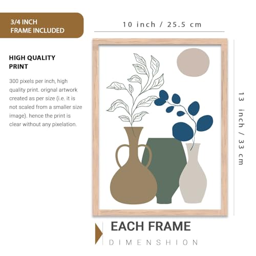 Image of kotart Boho Wall Painting for Wall Decoration - Modern Art Wall Decor Framed Painting for Living Room Bedroom - Framed Wall Posters /Paintings with Frame Set of 3-D (Art 1, 10x13 inch)