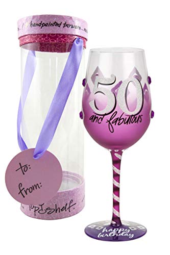 Top Shelf 50Th Birthday Wine Glass ; Unique & Thoughtful Gift Ideas For Friends And Family ; Hand Painted Red Or White Wine Glass For Mom, Grandma, And Sister #TOP2