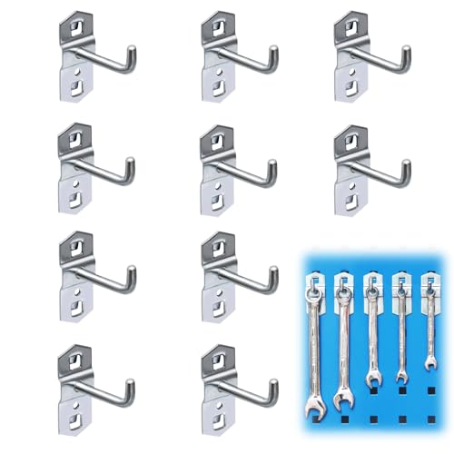 10 Stück Lochwand Haken Regal Lochwandhaken Stahl Werkzeughalter Lochwand Zubehör Haken Wandpaneele Werkzeugwand Metall Display Regal Wandhaken Lochplatten Anhänger für Supermarkt Werkstatt (50mm)