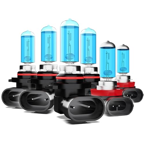 Image of Halogen Headlights Fit For Dodge Ram 2019-2020 with projector Headlight Bulbs,9005 /H10 /HB3 High Beam+ 9005 /H10 /HB3 Low Beam+ H11 Fog Light Combo,Plug And Play,Pack of 6