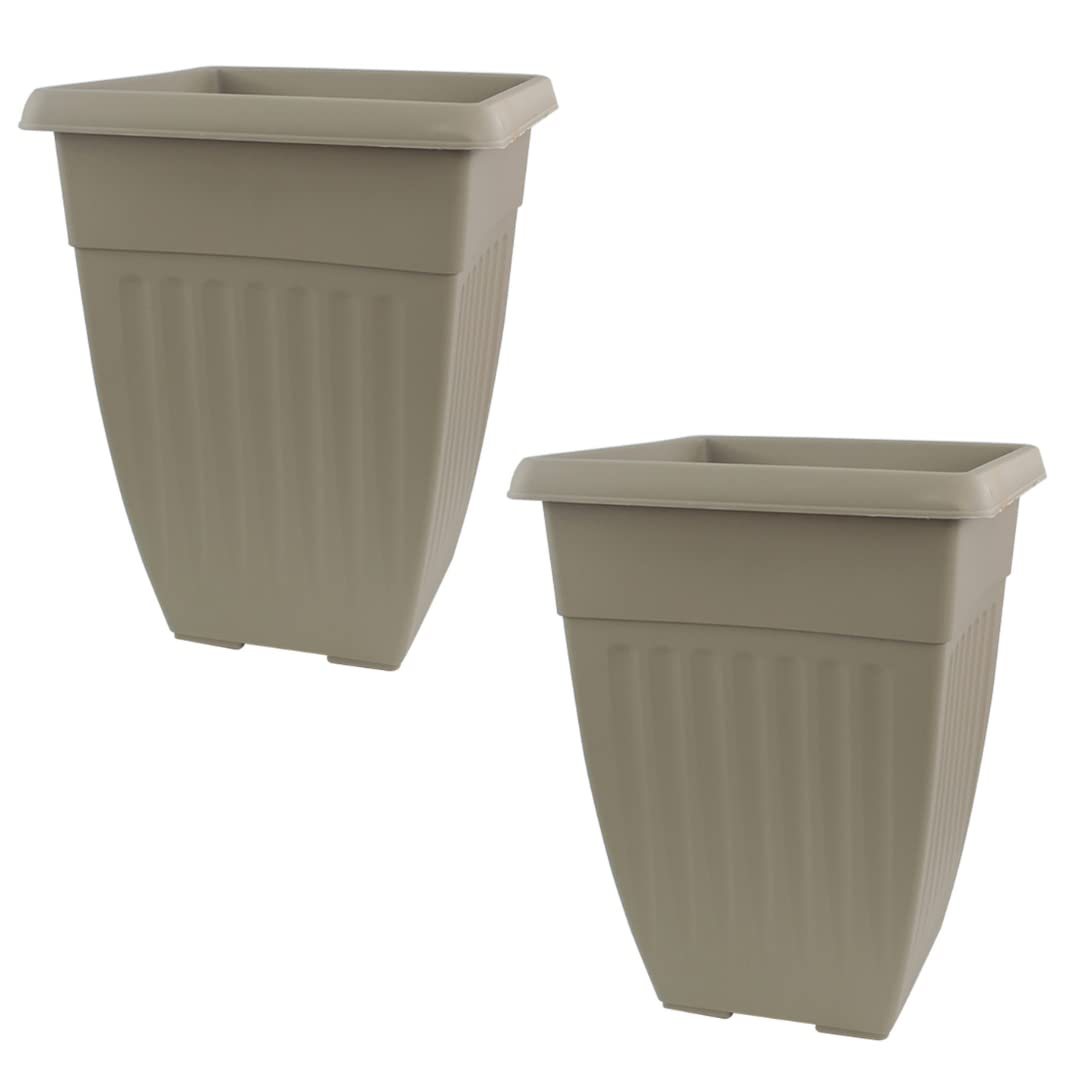 AGP ADVANCED GLOBAL PRODUCTIONS Tall Vase Planters Plant Raised Outdoor Pot Flower Patio Indoor Garden (2 x TAUPE)