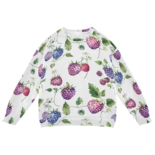 JUNZAN Fresh Dewberry Fruit White Little Girls Sweatshirt Hoodie Crewneck Kids Pullover Hoodie Athletic 4T