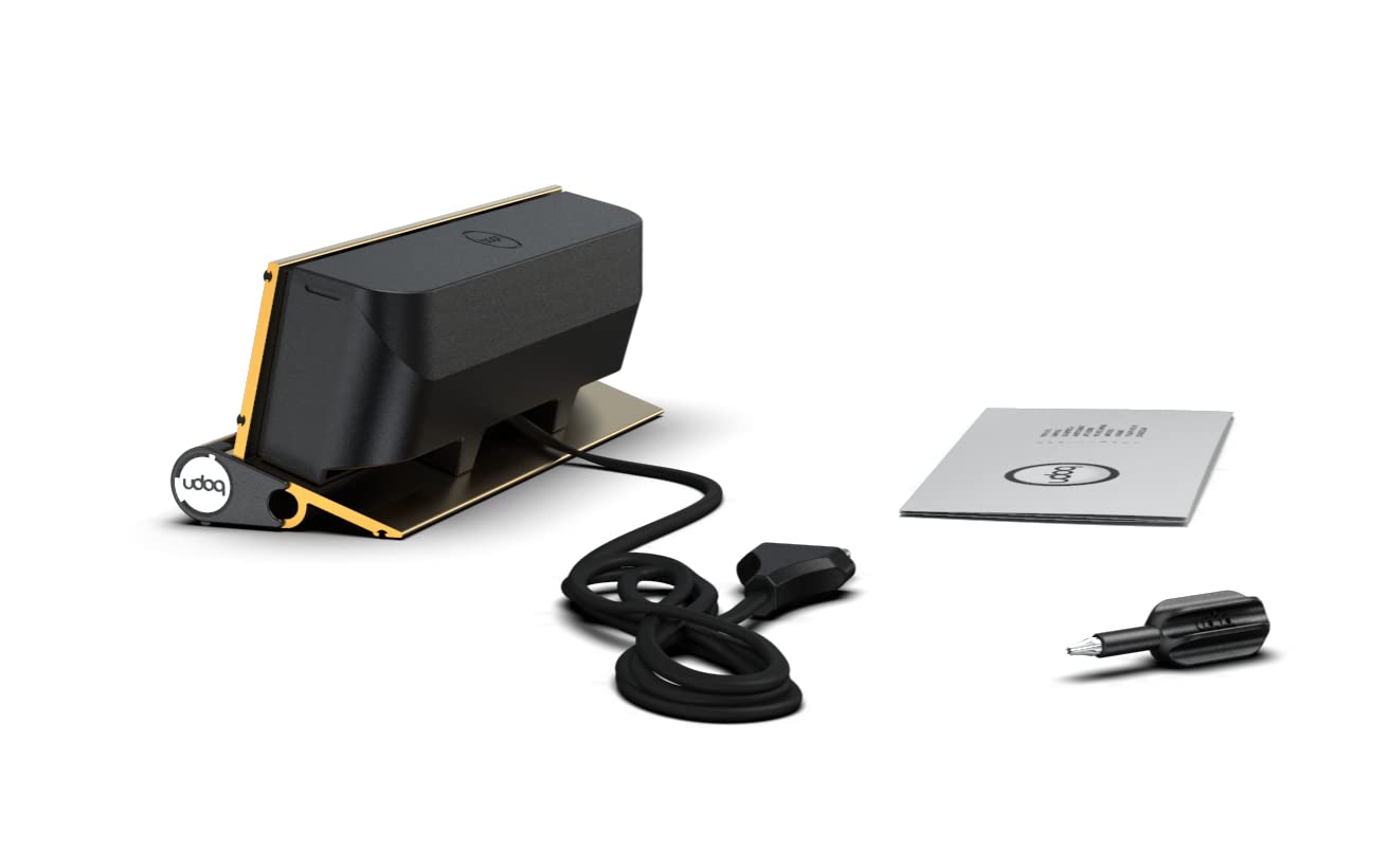 udoq 250 USB-C Ladestation aus Aluminium mit 2 Ladeplätzen und 68W Schnellladen, modulares Starter-Set erweiterbar, Ladehub für Smartphone & Mobile Geräte, Gold eloxiert