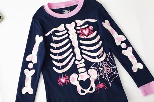 Kids Skeleton Pajamas Glow in the Dark 100% Cotton Sleepwear Toddler Girls Boys Skull Halloween Pjs Sets 3t-10t4