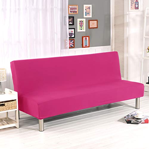 WINS Funda de sofá Cama 3 plazas Fundas Sofa Click clack sin Brazos Funda de sofá Cama Plegable elástica Fundas Clic clac Rosa roja