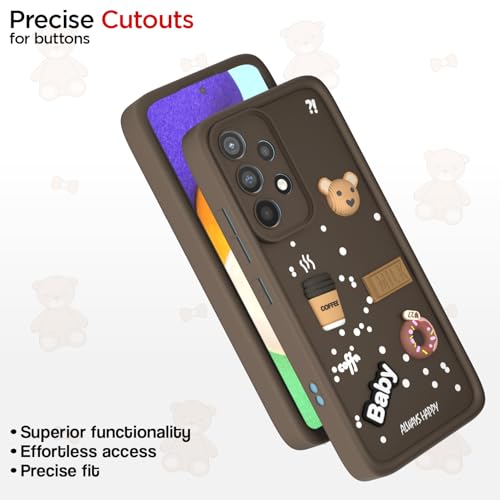 Image of Pikkme Back Cover for Samsung Galaxy A52 / A52s 5G | Cute Fun Cartoon 3D Bear Silicone Full Body Protection Bumper Case (Brown)
