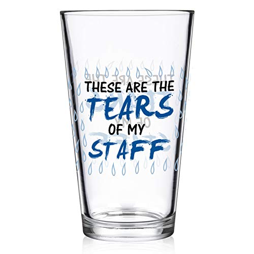 Futtumy These Are The Tears of My Staff Beer Glass, Funny Office Gift Employee Gift Bosses Day Gift Christmas Gift Gag Gift Birthday Gift for Men Employee Coworker Colleague Friend, 15 Oz