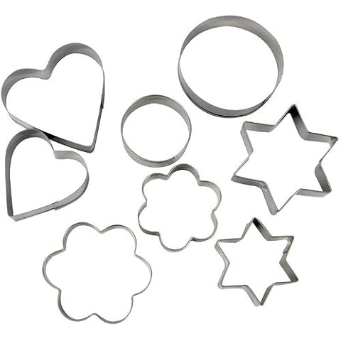Puregadgets© 8 Set Metal Shaped Pastry Cookie Cutters Baking Bakery Tool Heart Star Circle Flower Perfect for Valentines Cover