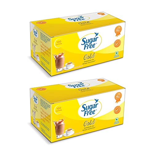 Sugar Free Gold, 100 Sachets (Pack of 2) | India’s No.1 Sweetner| Sweet like Sugar with Low Calories| Scientifically Proven & Tested Sugar Free Gold, 100 Sachets (Pack of 2) | India’s No.1 Sweetner| Sweet like Sugar with Low Calories| Scientifically Proven & Tested