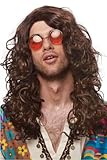 Franco American Novelty Company Hippie Rocker Brown Wig, Brunette, Standard