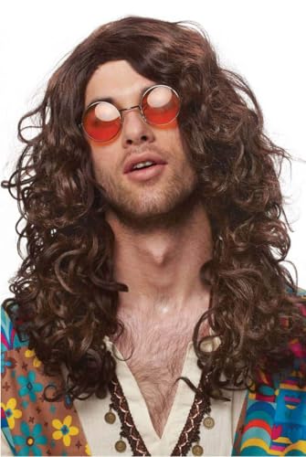 Franco American Novelty Company Hippie Rocker Brown Wig, Brunette, Standard