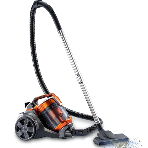 LDZOULA Aspiradora cilíndrica sin Bolsa, Limpiador de alfombras de 3600 W y Limpiador de Pisos Duros de 3,5 L, Ligero y de Poco Ruido, Filtro HEPA, Manguera retráctil, Adecuado para Uso doméstico