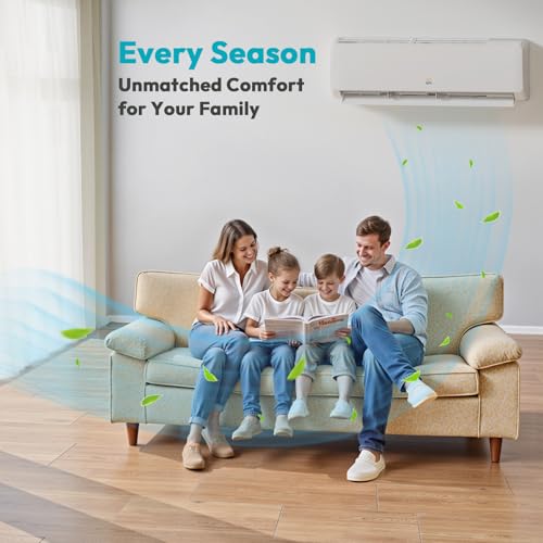 Image of Rellytech Mini Split Ac /Heating System, 9000 BTU Mini Split Air Conditioner Inverter with Heat Pump, 115V 19 SEER2 Energy Efficient Ac Units Up to 550 Sq.Ft, 24H Timer, Installation Kit White