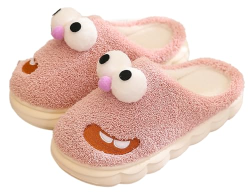 Cartoon Character Plush Slippers Closed Toe Anti Slip Thickened Warm Indoor Outdoor House Shoes for Women