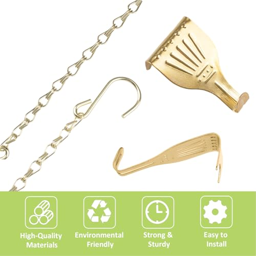 Image of Picture Hanging Kit 10Pcs Rail Hooks with 10Pcs Chains, Metal Picture Display Hanging System for Wall Pictures, Exhibition(Gold-B)