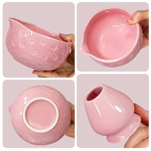 Miniatura 4 de Aanqq Kit Matcha Rosa: Matcha Set 7 Piezas - Cuenco De Matcha Con Pico 560 Ml - Chasen Bambú Matcha - Cuchara Matcha Y Colador De Matcha Kit Té Matcha, Ideal Para Principiantes Y Amantes Del Matcha