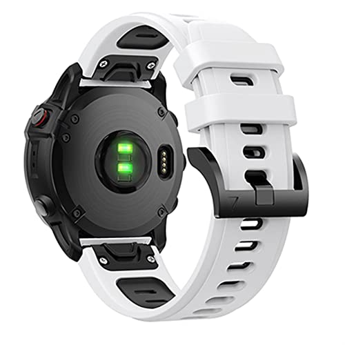 Bracelet de montre Garmin Fenix 6 silicone 22mm blanc noir avec système libération rapide Quatix5