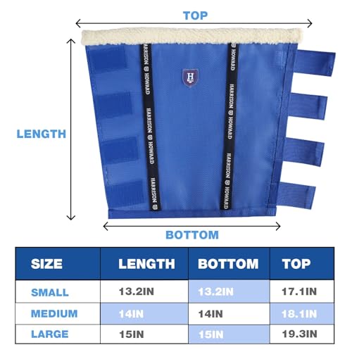 Image of Harrison Howard Loose-Fitting Horse Fly Boots UV-Protective, Breathable, Tear-Resistant Fine Mesh Leggins Stay-on Comfortable Fly Boots with Ultra-Soft Wool Trim (Set of 4) Signature Blue Pony (Small)