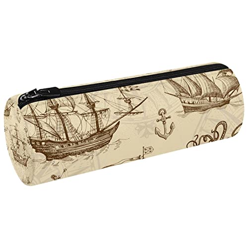 Trousse à crayons ronde simple avec fermeture éclair en métal Motif fleurs de pin japonais, Multicolore 10., 20x6.3cm/7.9x2.5in, Organiseur de sac Cover