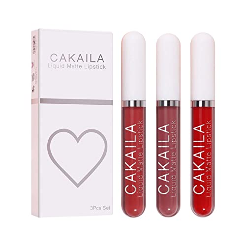Matte Lipstick Set, 3Pcs Cute Long Lasting Lip Gloss Set, Soft Focus Colour Moisture Matte Lip Makeup, Waterproof Matte Liquid Lipstick Lip Glaze (B, B)