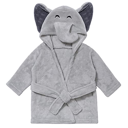 Pro Goleem Unisex Baby-Robe Soft Plush Elephant Hooded Bathrobe for Newborn Baby Gifts, One Size, 0-9 Months