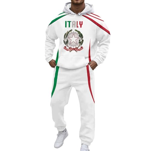 Genérico Conjunto Holgado De Sudadera con Capucha Y Pantalón Informal Estampado Italiano Europeo para Hombre (Green, L)