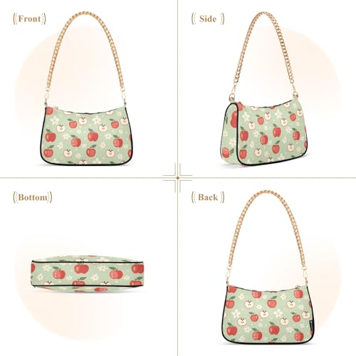 Clutch Shoulder Bags Tote Evening Purse Handbags for Women Apples Flower Pattern Hobo Bags with Zipper Closure2