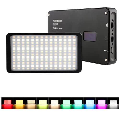 RGB LED Video Light,Built-in 12W Rechargeable Battery,Portable On Camera Light Panel with Aluminium Alloy Body,360° Full Color CRI≥95 3200K-5600K for Photography/YouTube/Photo Studio/Live Streaming